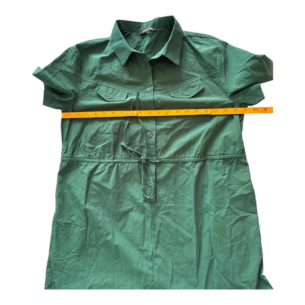 Kojooin Army Green Romper with Ruffled Hem and Collared Neckline - Picture 8 of 11
